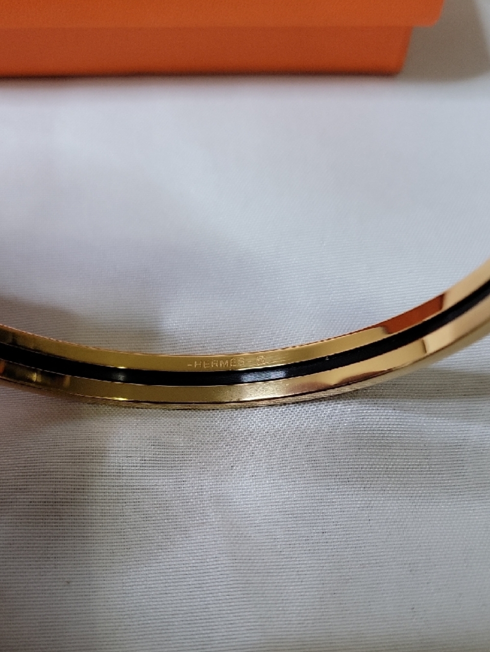 Hermes Gold and Black Enamel Bangle Bracelet - Picture 2 of 4
